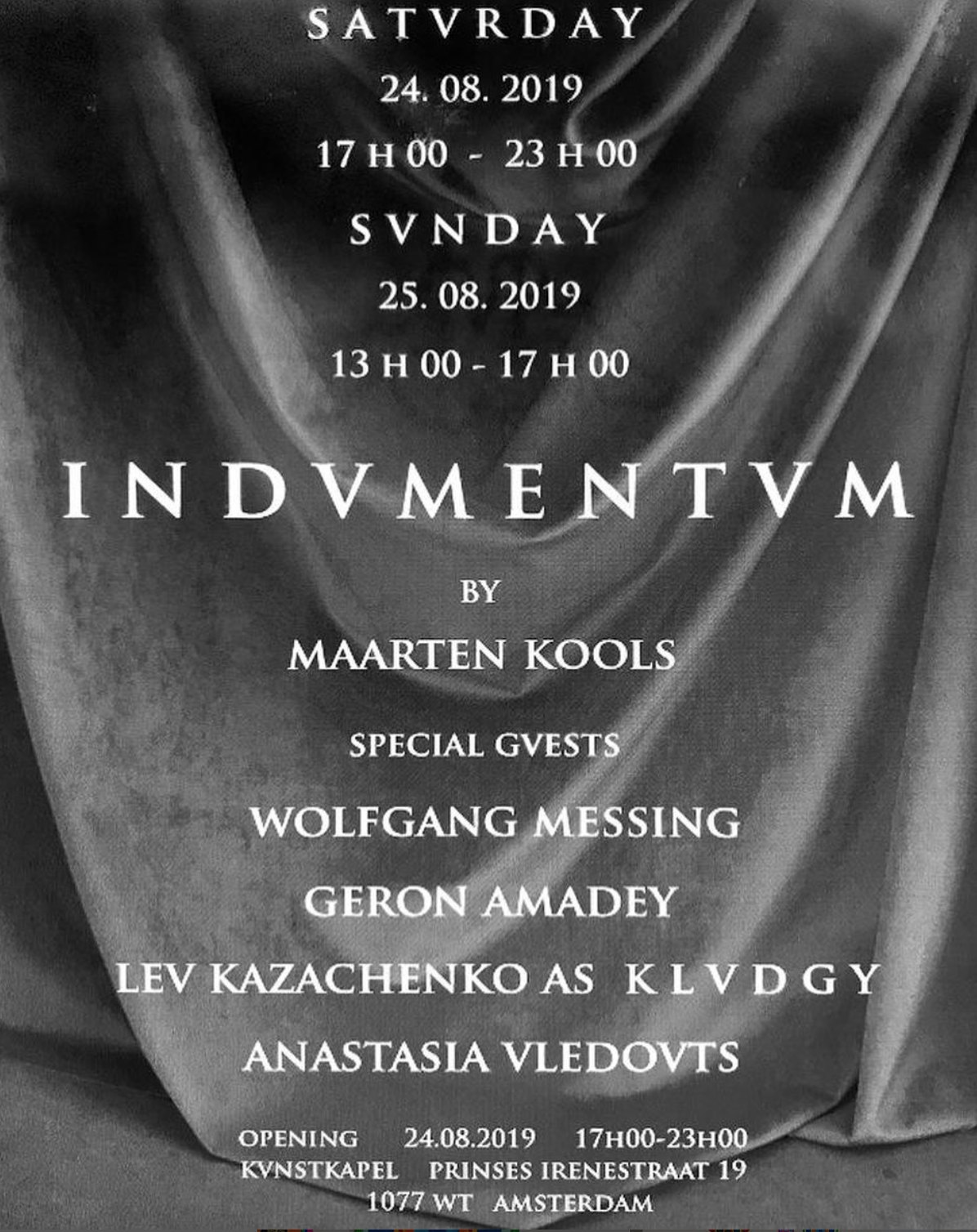 Indumentum poster, KUNSTKAPEL, Amsterdam